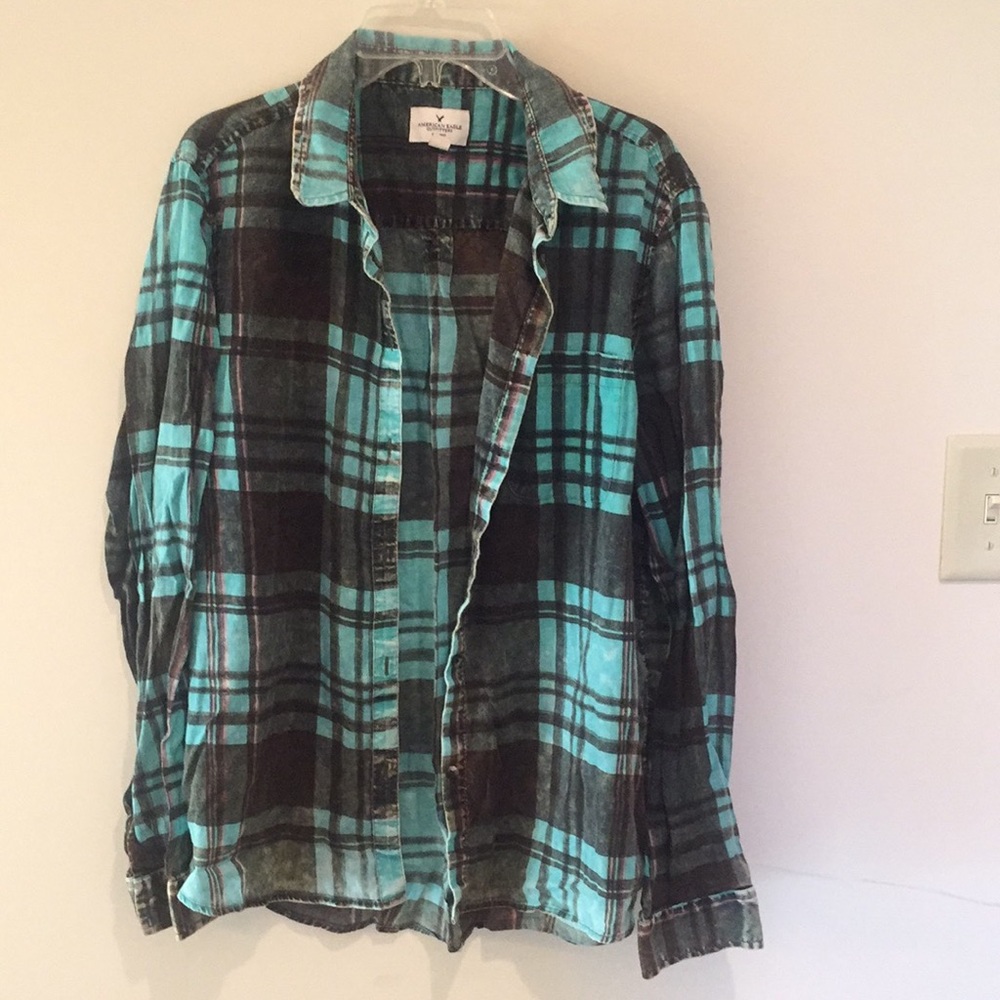 American Eagle L light grunge flannel